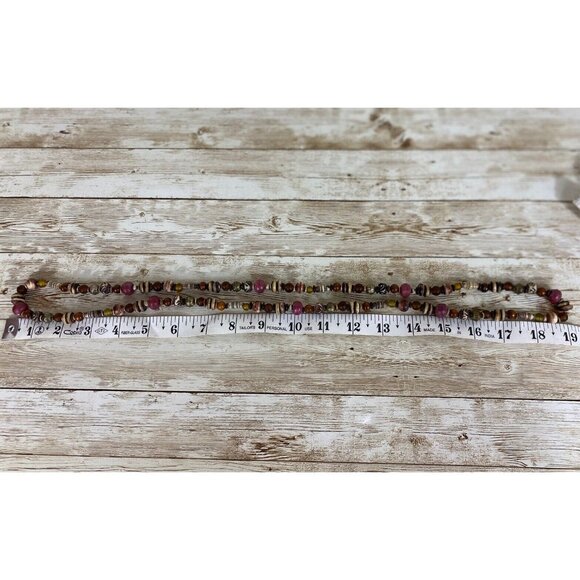 Vintage Earth Tones Mix Bead Shell Stone Wood Necklace BOHO - Picture 8 of 12